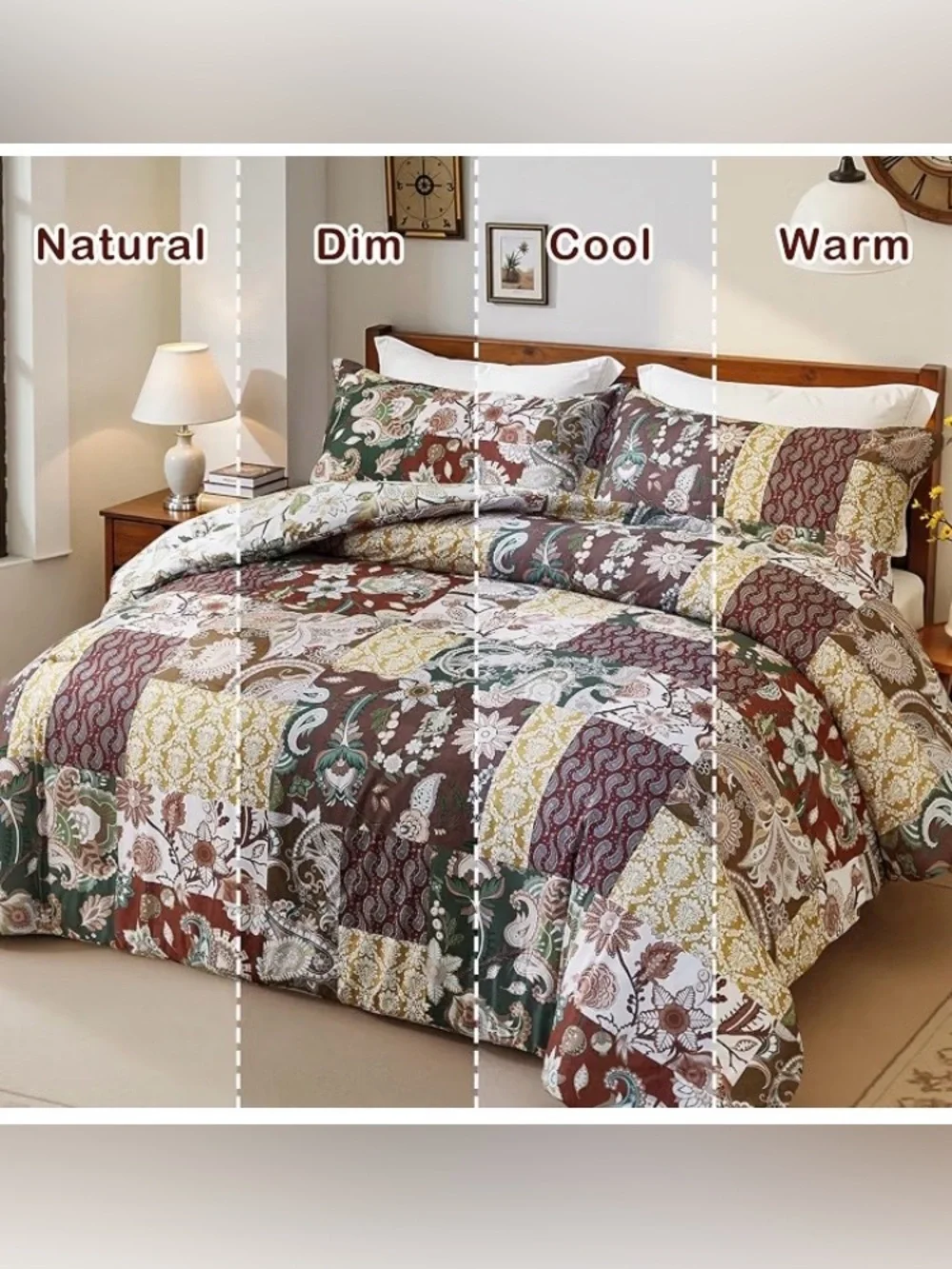 Boho King Size Comforter Set - 3 Piece Patchwork Vintage, SEALED PACKAGE